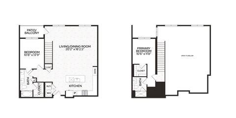 Floor plan for 2 beds, 2 baths, 1286 sqft